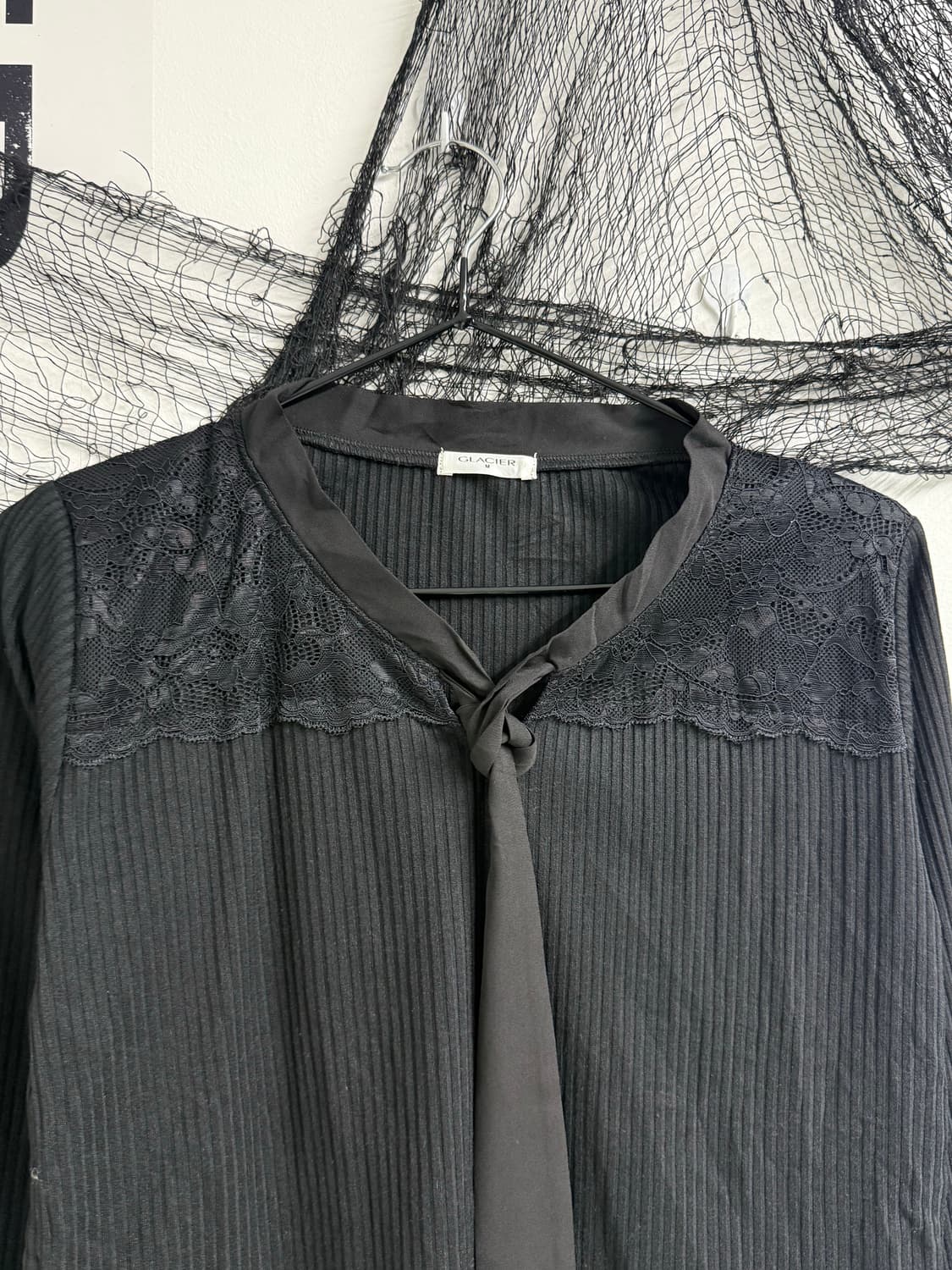 Necktie lace detail quarter-sleeve 상품이미지3