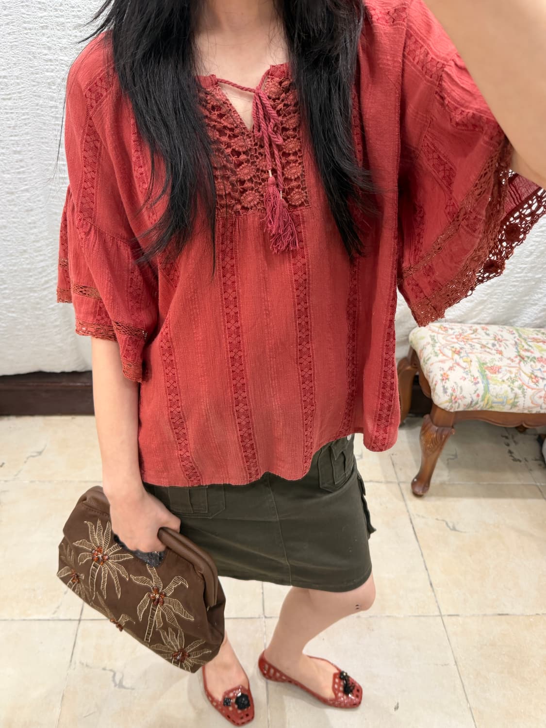 Hippie red blouse 상품이미지1