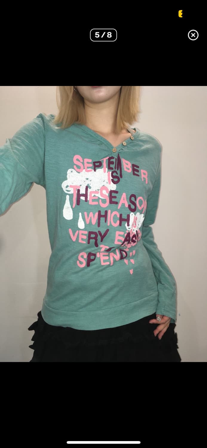 빈티지 민트 프린팅 티셔츠 상품이미지2