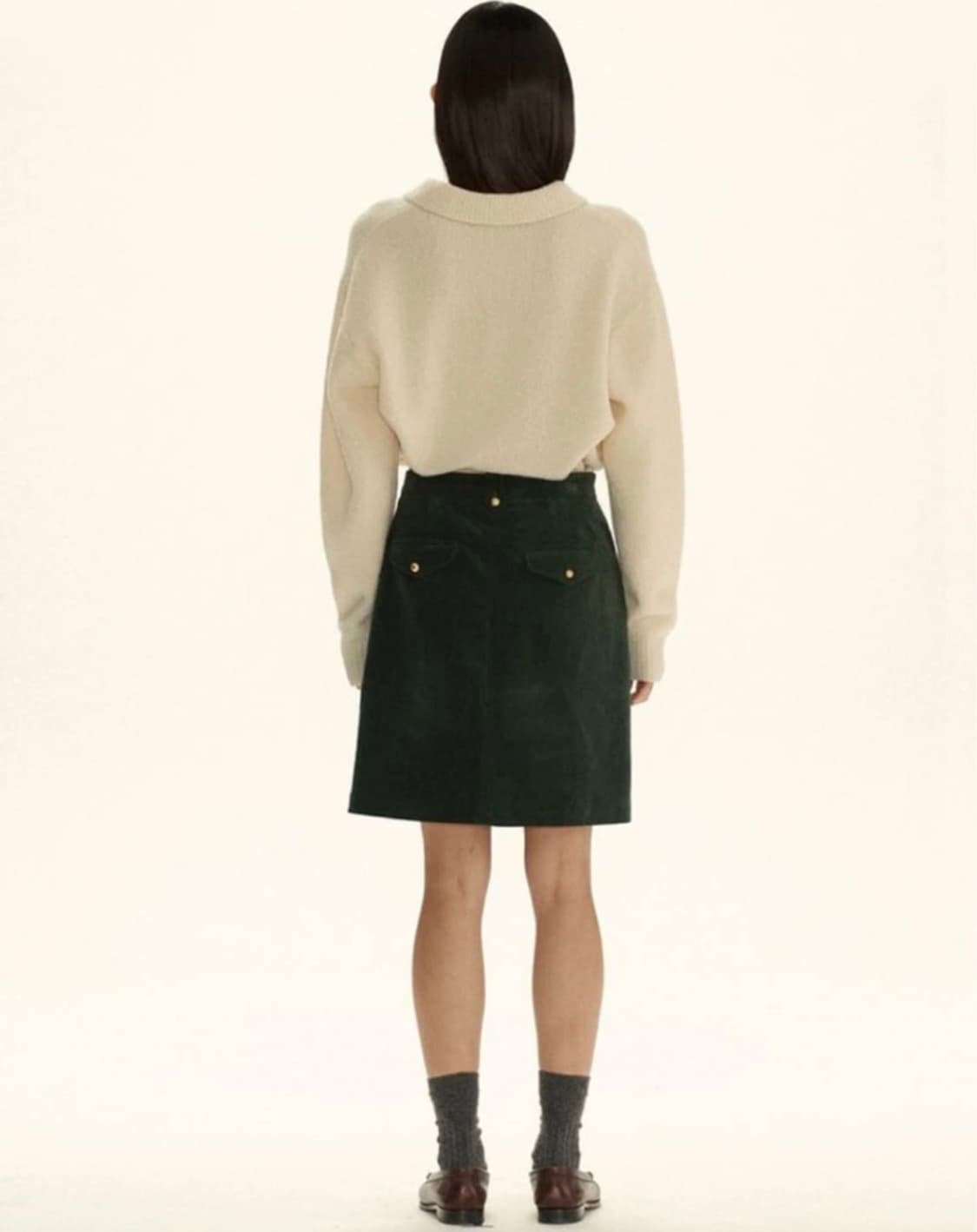 시엔느 코듀로이 스커트 그린 S 상품이미지6