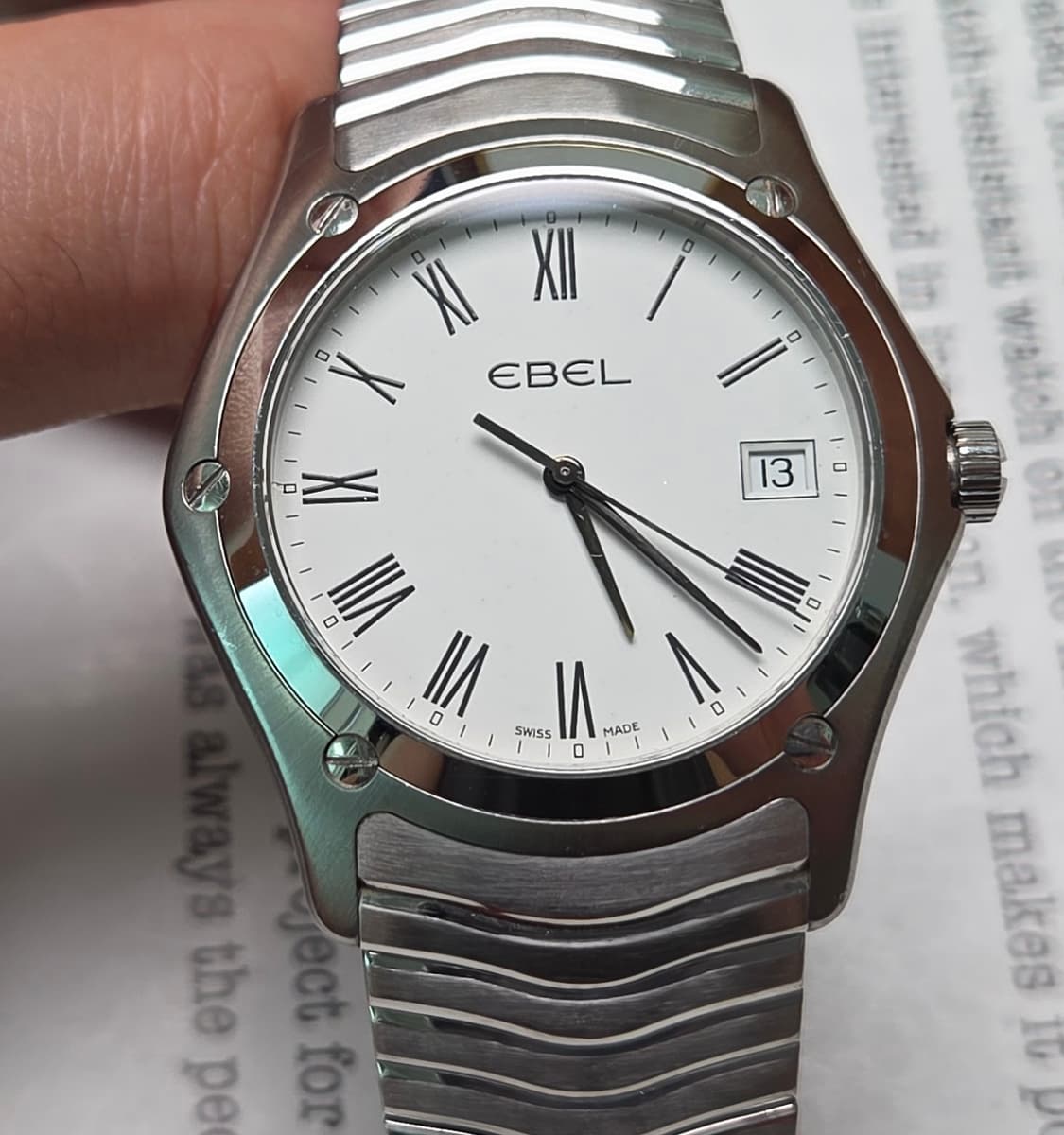 명품 에벨(EBEL) 클래식 웨이브 화이트로만 쿼츠 브레이슬릿 ver.  상품이미지2