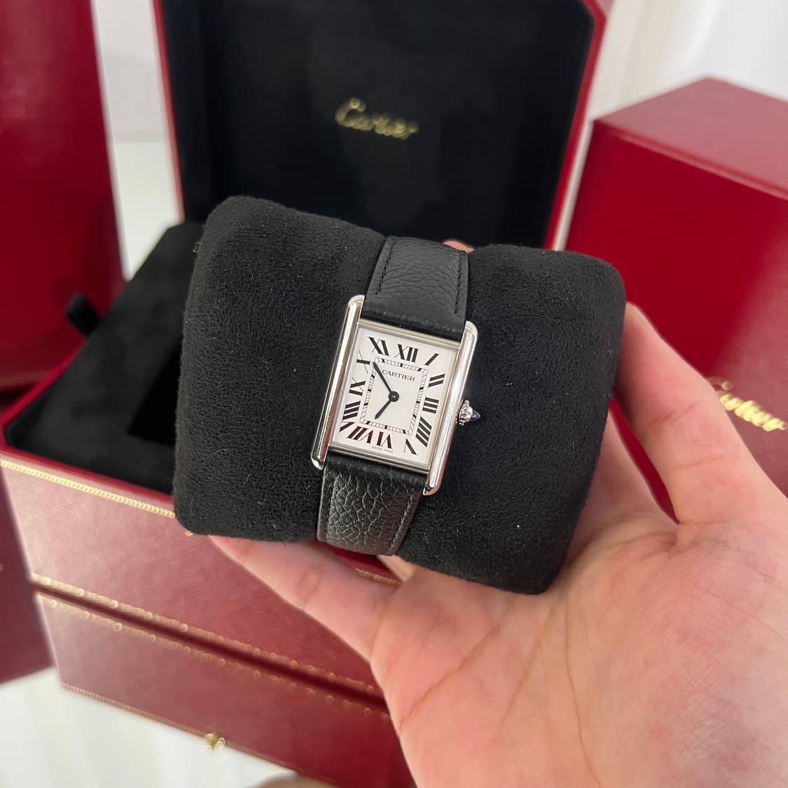 [새상품급/풀구성] 까르띠에 탱크 머스트 라지 쿼츠 스틸 카프스킨 상품이미지2