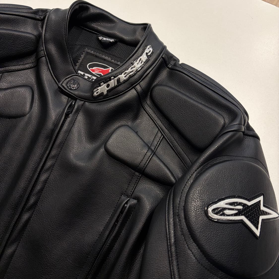 [S] 알파인스타 블랙 레더 가죽 라이더 자켓 D768 상품이미지4