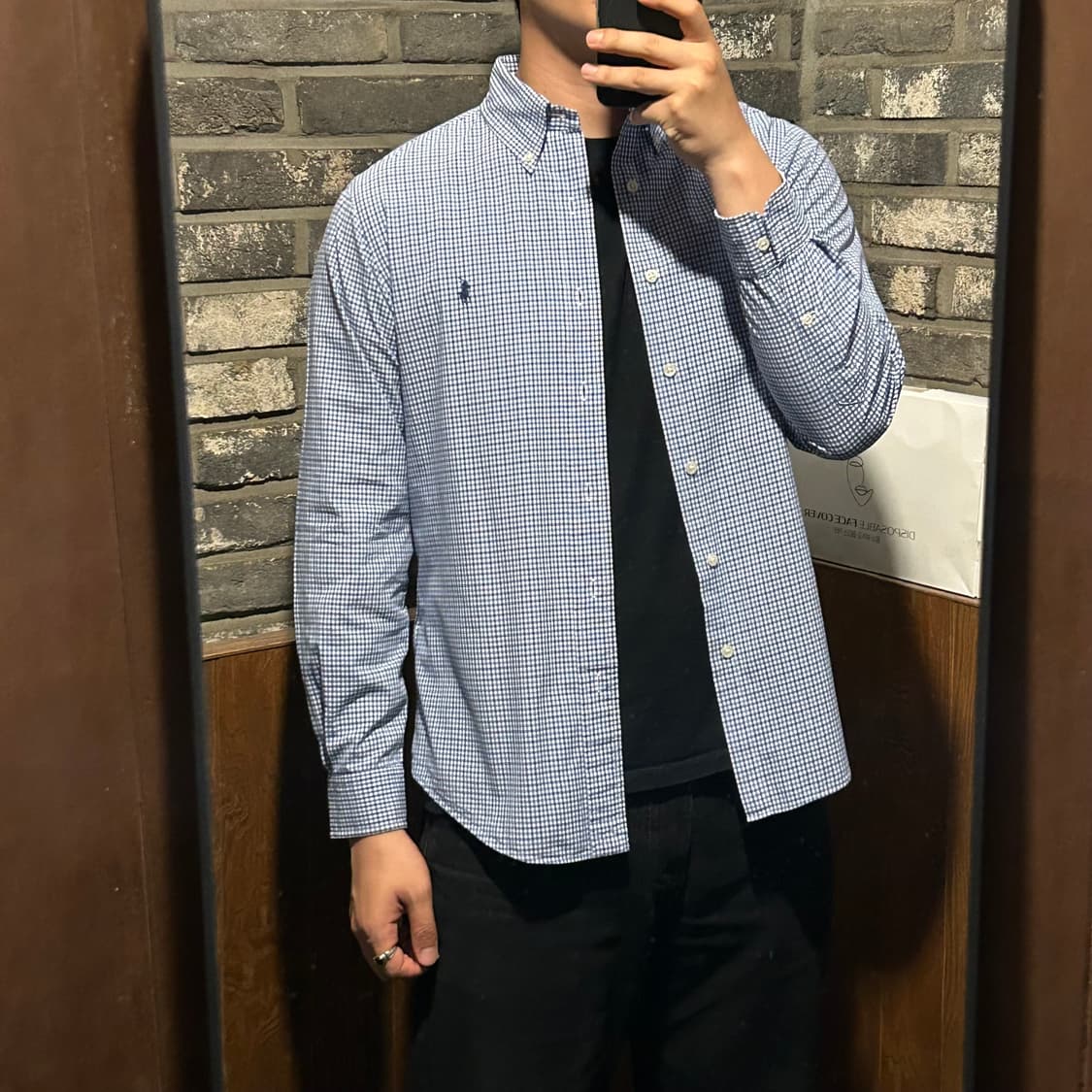 L) 폴로 랄프로렌 블루 깅엄 체크 포플린 셔츠 상품이미지8