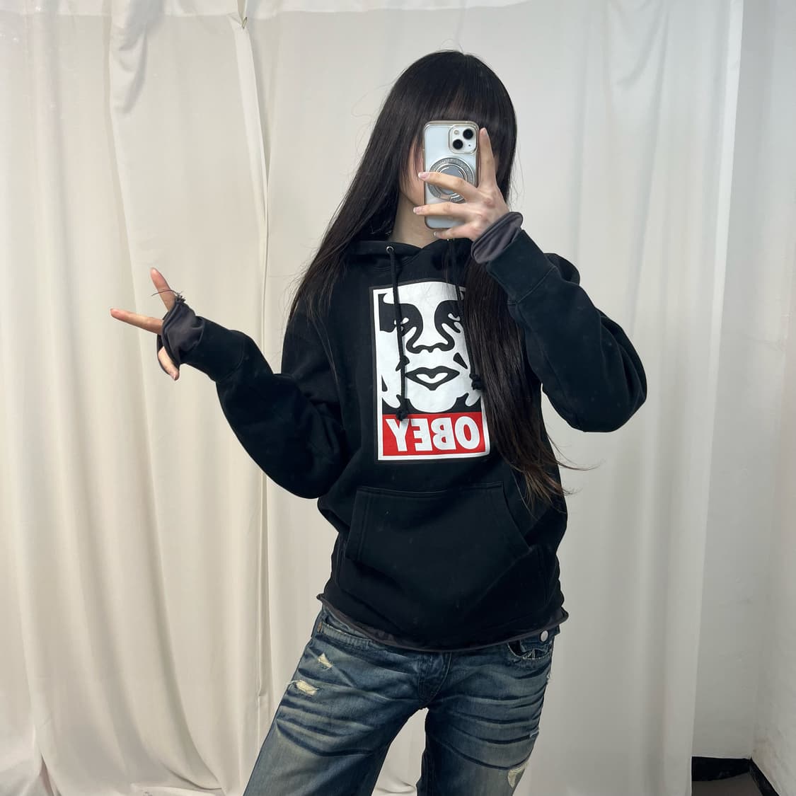 Obey black icon hoodie 상품이미지2