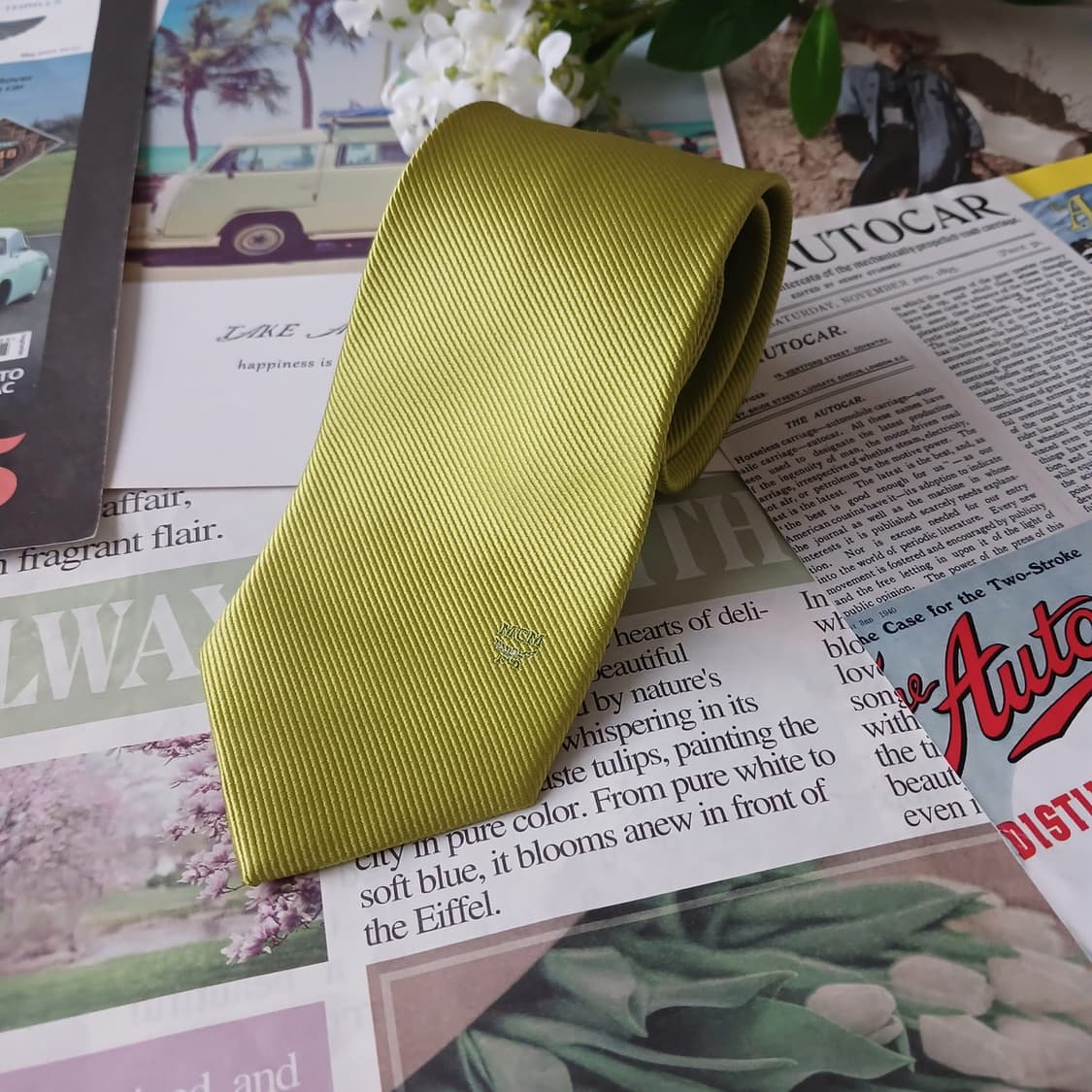 MCM 실크 연두 솔리드 넥타이 8cm A등급 A19377
 상품이미지2