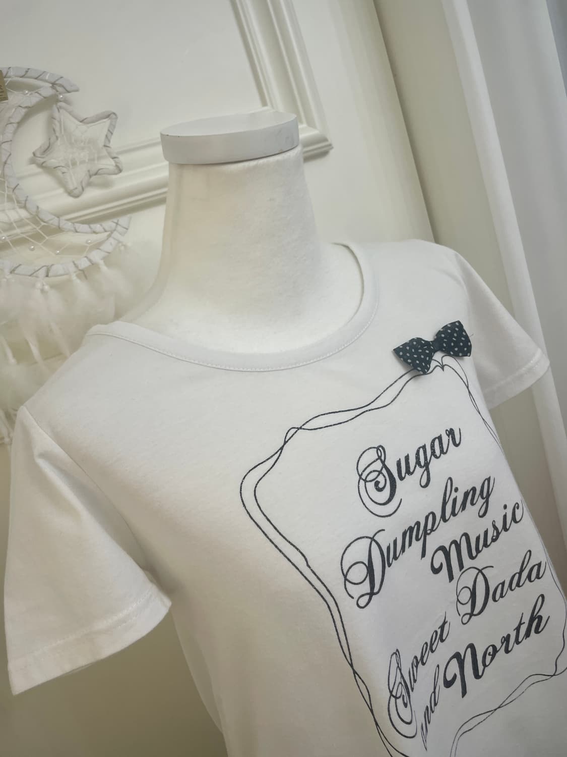 white bow point glitter lettering t-shir 상품이미지8