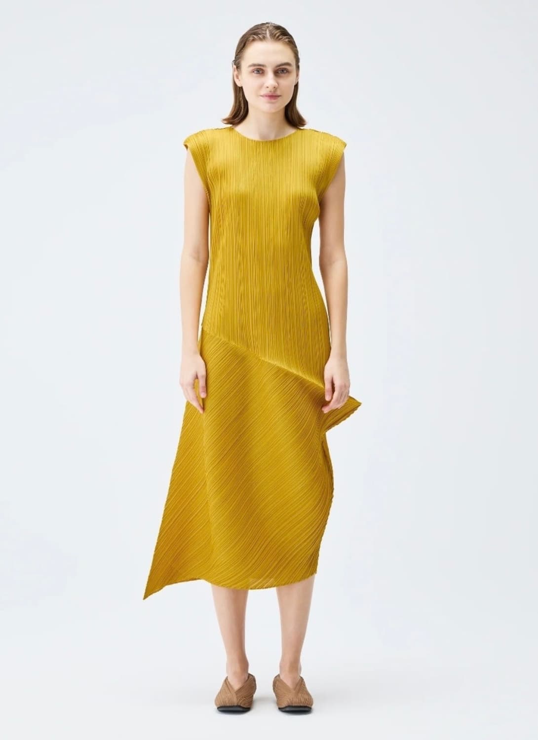 플리츠플리즈 리프 원피스 머스터드 상품이미지9