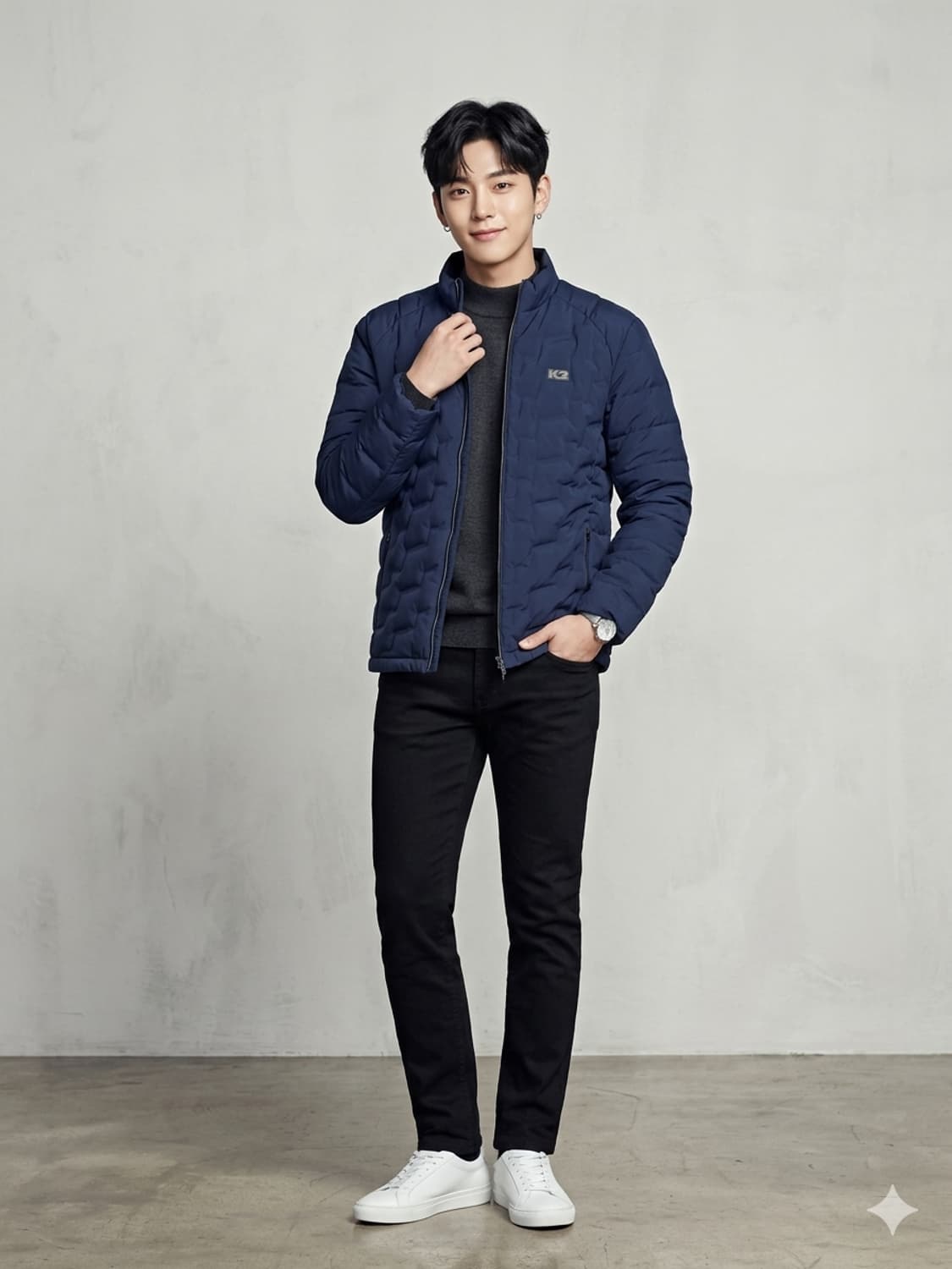 K2 네이비 덕다운 퀼팅 패딩 자켓 상품이미지1