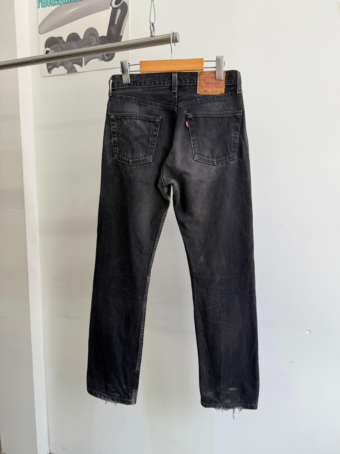 90's LEVIS 501 (Made in USA) 흑청 데님 팬츠  상품이미지7