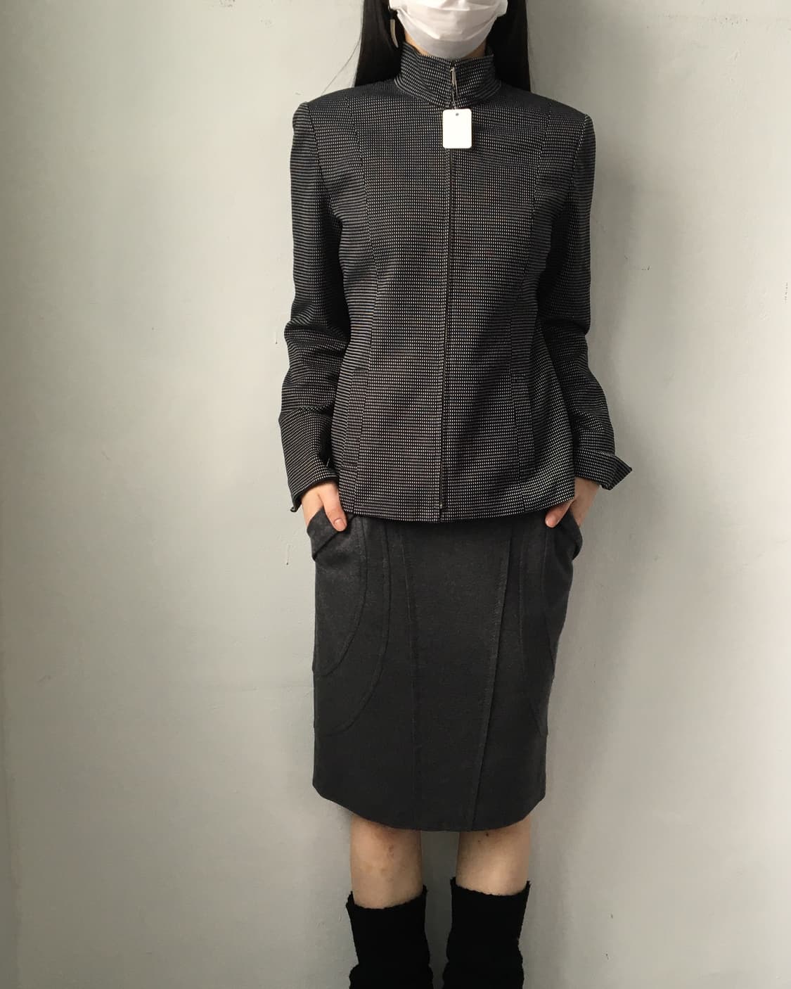 Pattern high neck zip up 상품이미지5