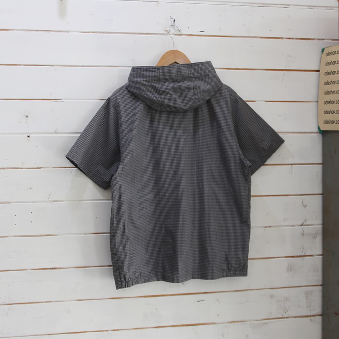 (착용컷) 컨버스 체크 반팔 후드 집업 자켓 (남성용 100) 상품이미지3