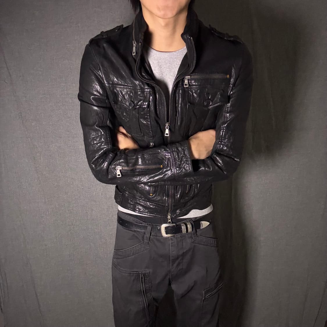 포켓 디테일 양가죽 라이더 자켓 상품이미지6