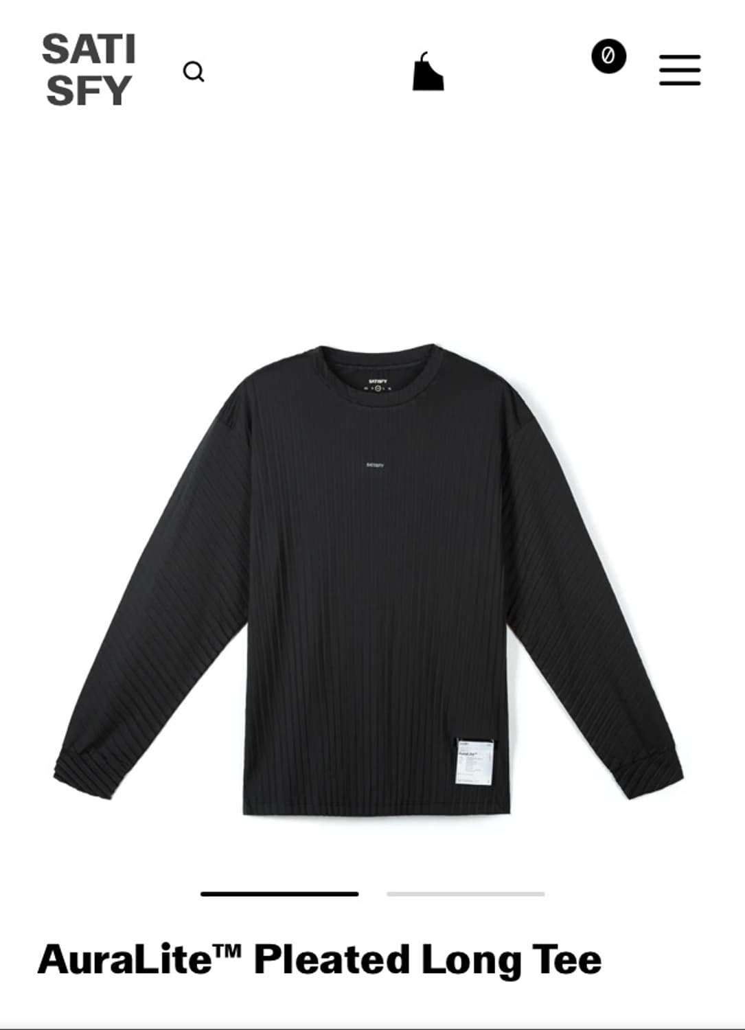 Satisfy AuraLite Pleated black tee 판매합니다 상품이미지1