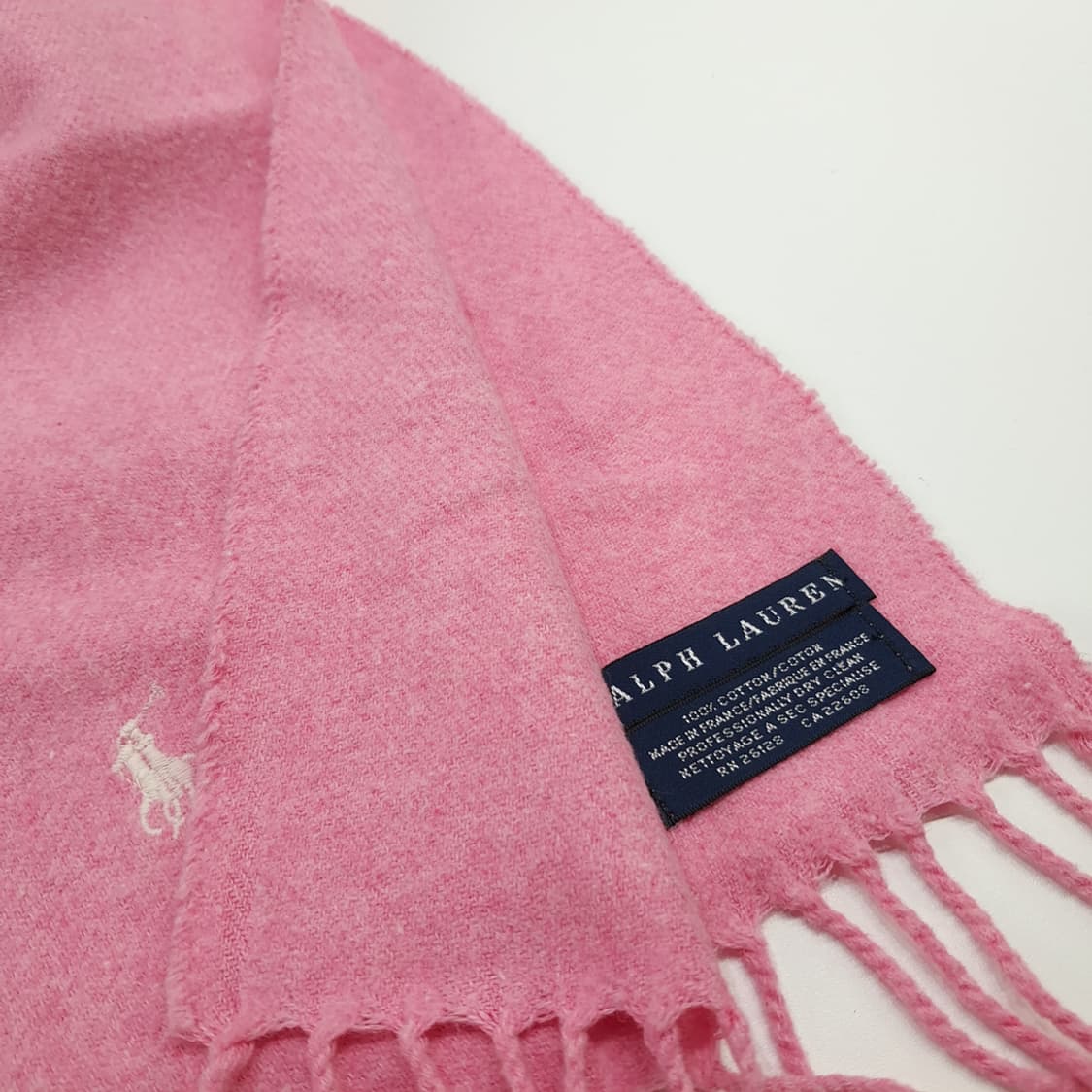 MX181 폴로 랄프로렌 핑크 프랑스 코튼 목도리 머플러 상품이미지5