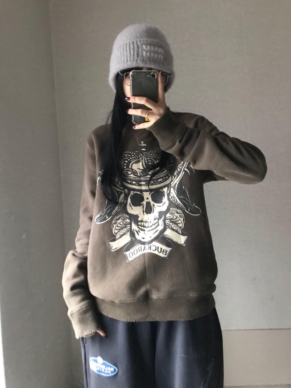 버카루 워시드 스컬 맨투맨 상품이미지5