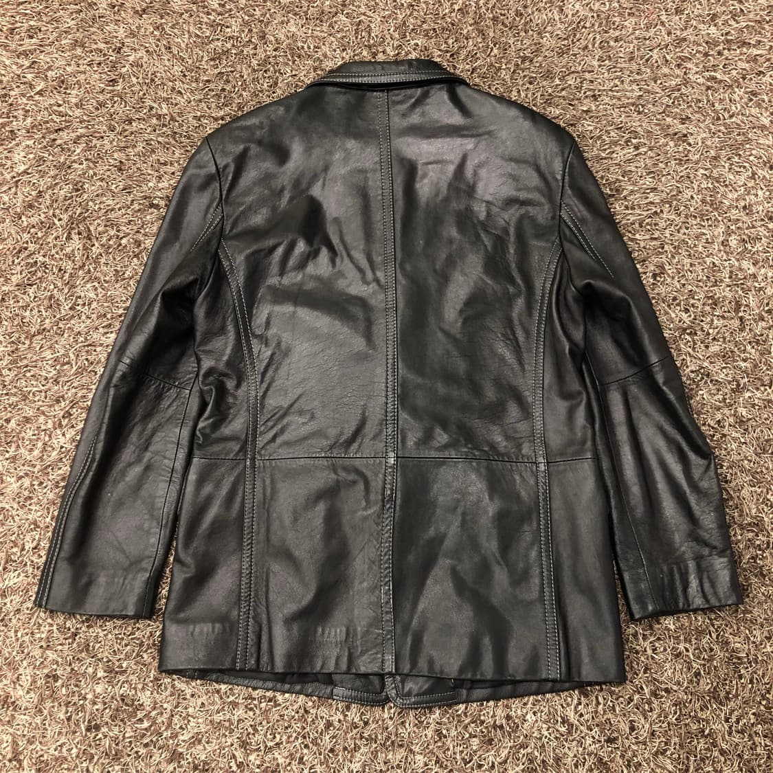 LONE 준지 정욱준 양가죽 스티치 블레이저 레더 가죽 자켓 상품이미지4