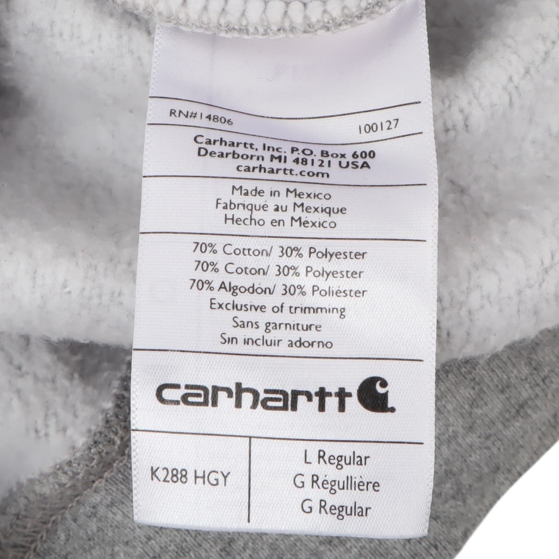 칼하트 k288 헤더 그레이 스웻 후드티 상품이미지9