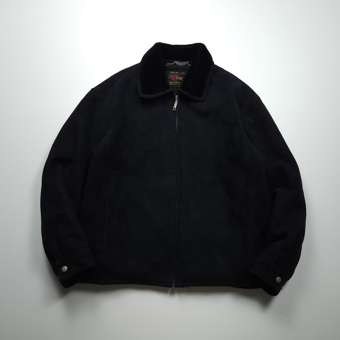 EUROSIA 빈티지 스웨이드 양털 무스탕 블랙 (XL) 상품이미지1