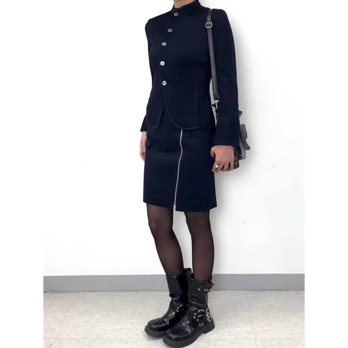 빈티지 네이비 플리츠 자켓 상품이미지3