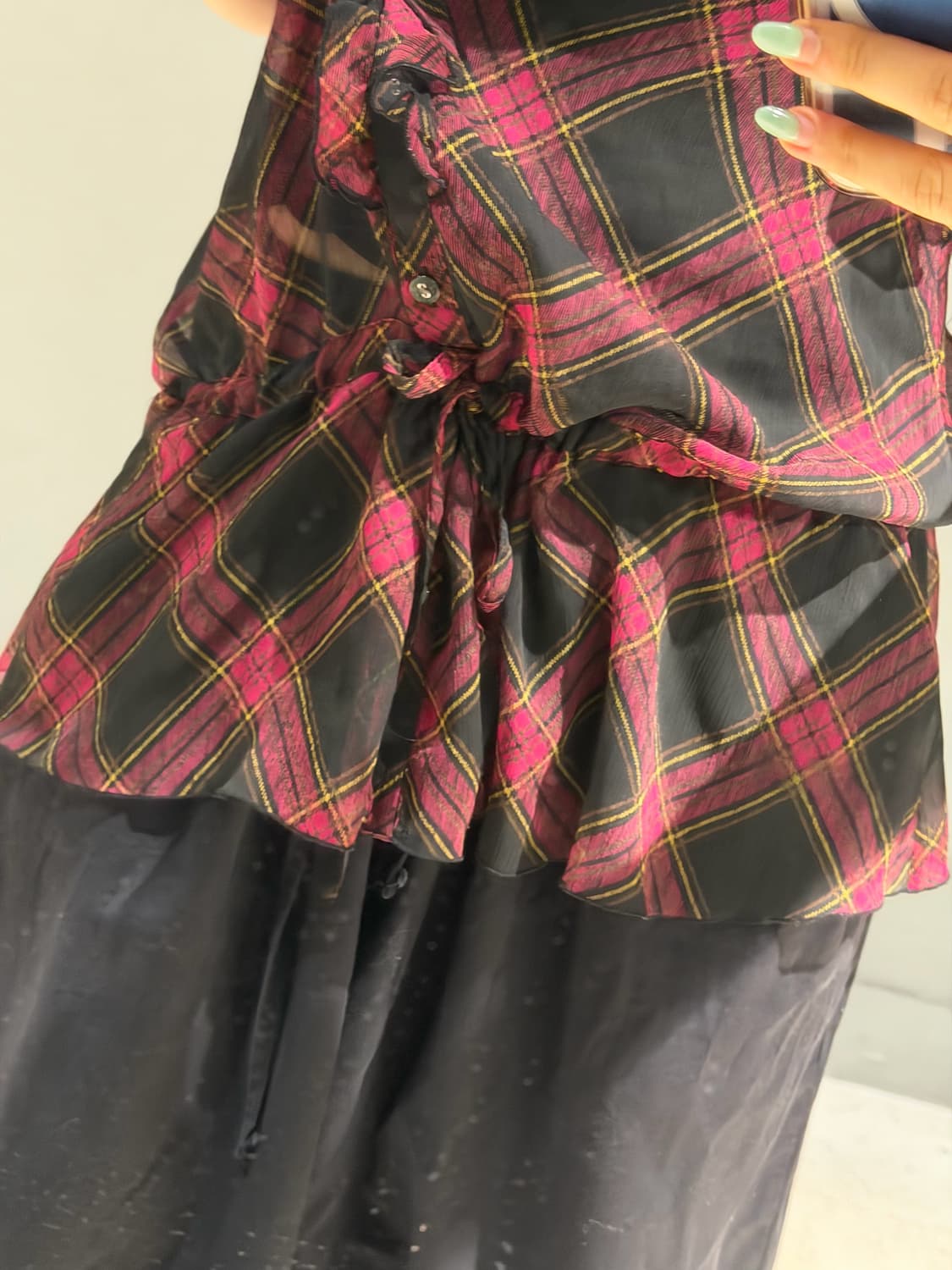 frill detail see-thorough blouse  상품이미지4