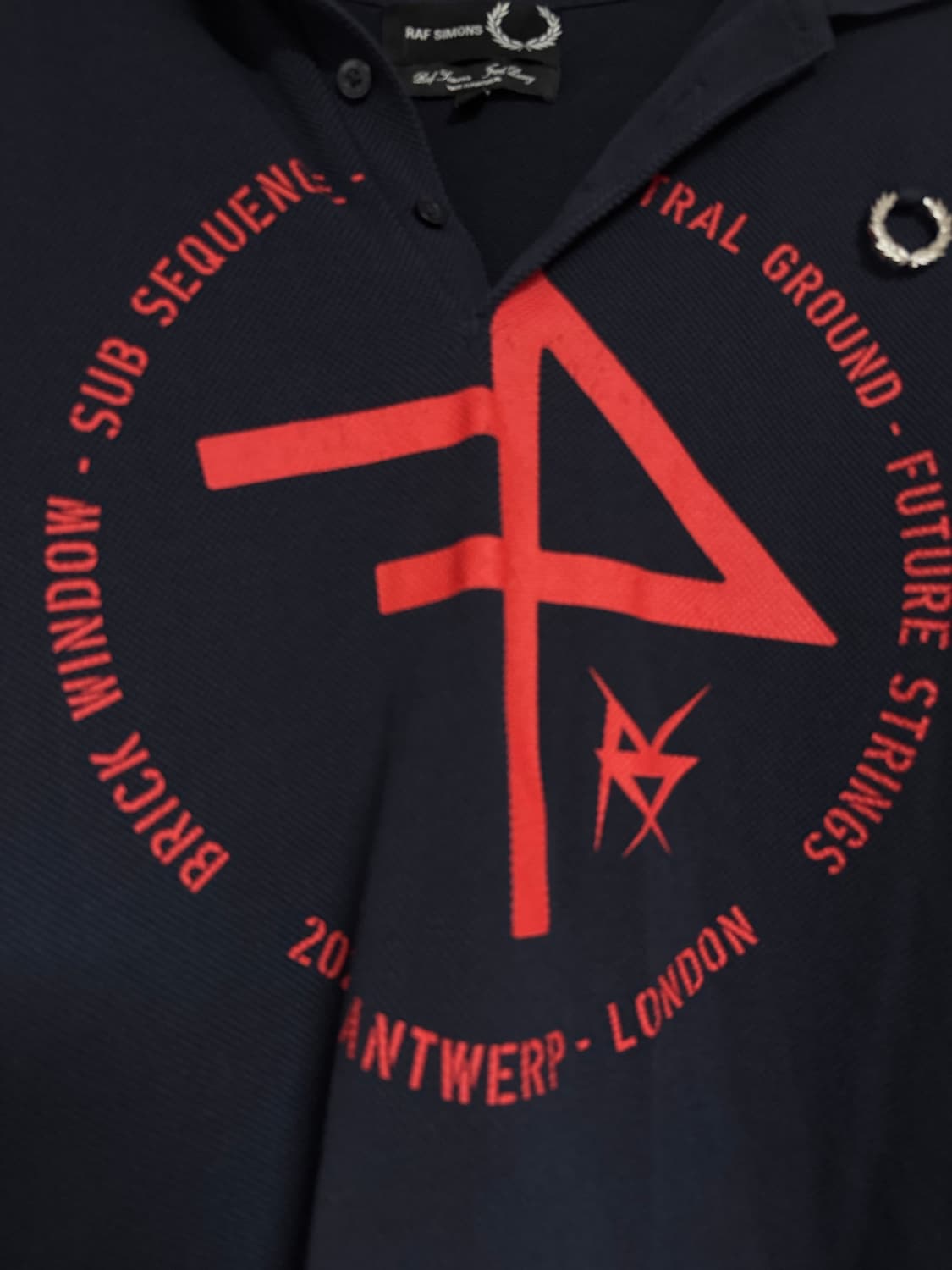 라프시몬스 프레드페리 오버사이즈 네이비 반팔 폴로티셔츠 상품이미지3