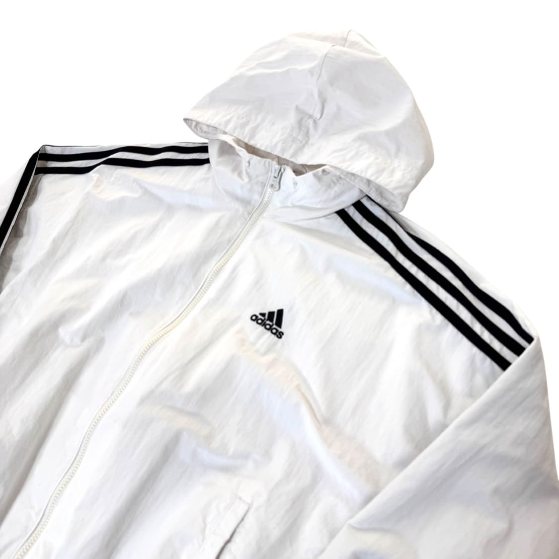 여성 아디다스 화이트 크롭 후드 바람막이 상품이미지2