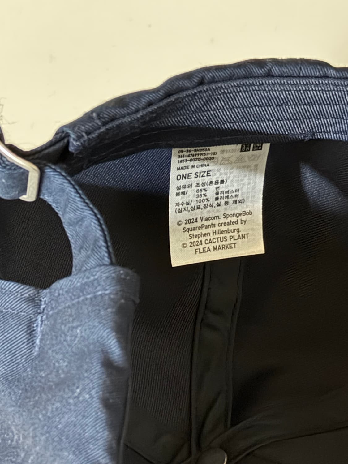 유니클로 UT x CPFM x 스폰지밥 UV 프로텍션 캡 네이비 상품이미지4