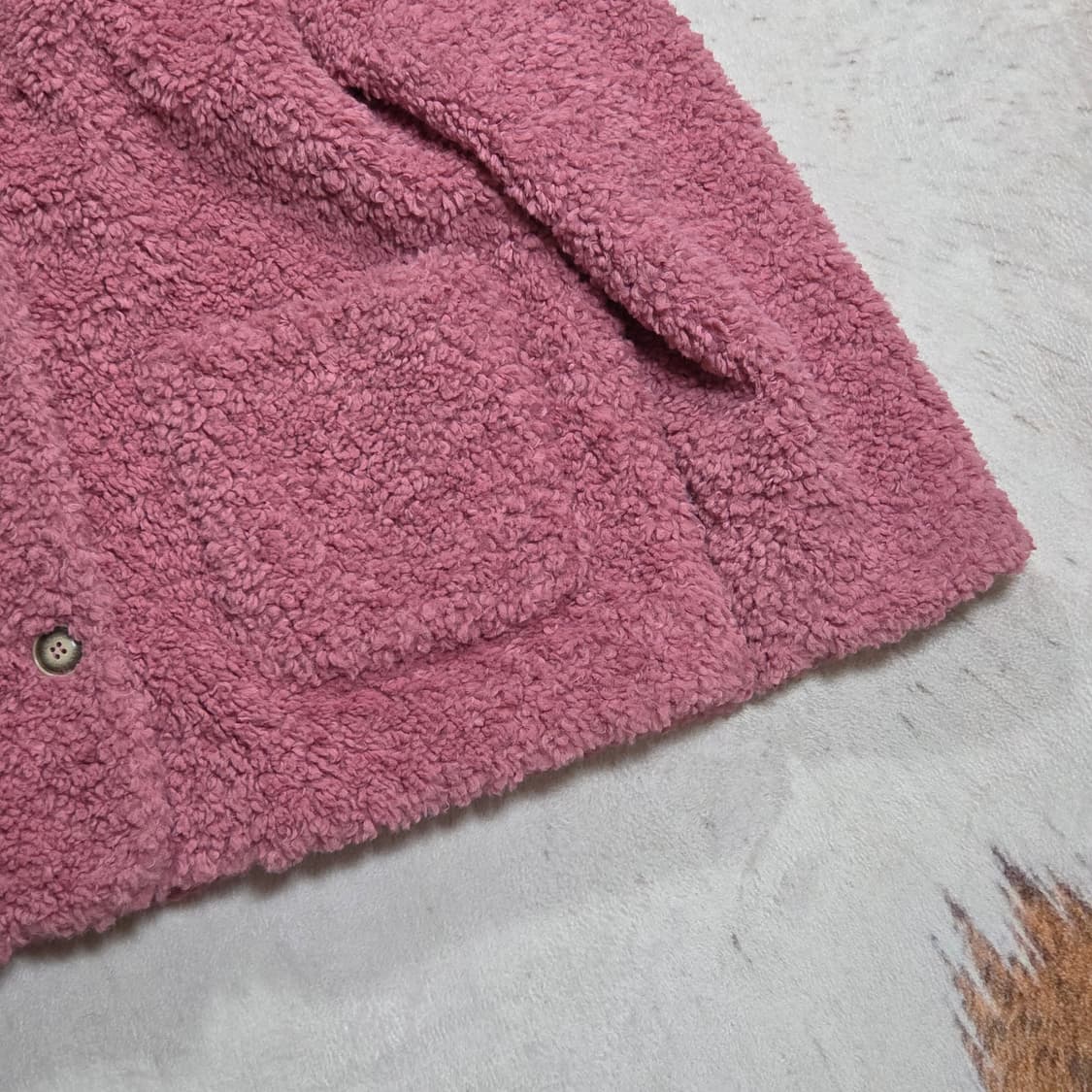 빈티지 핑크 뽀글이 퍼 누빔 자켓 상품이미지3