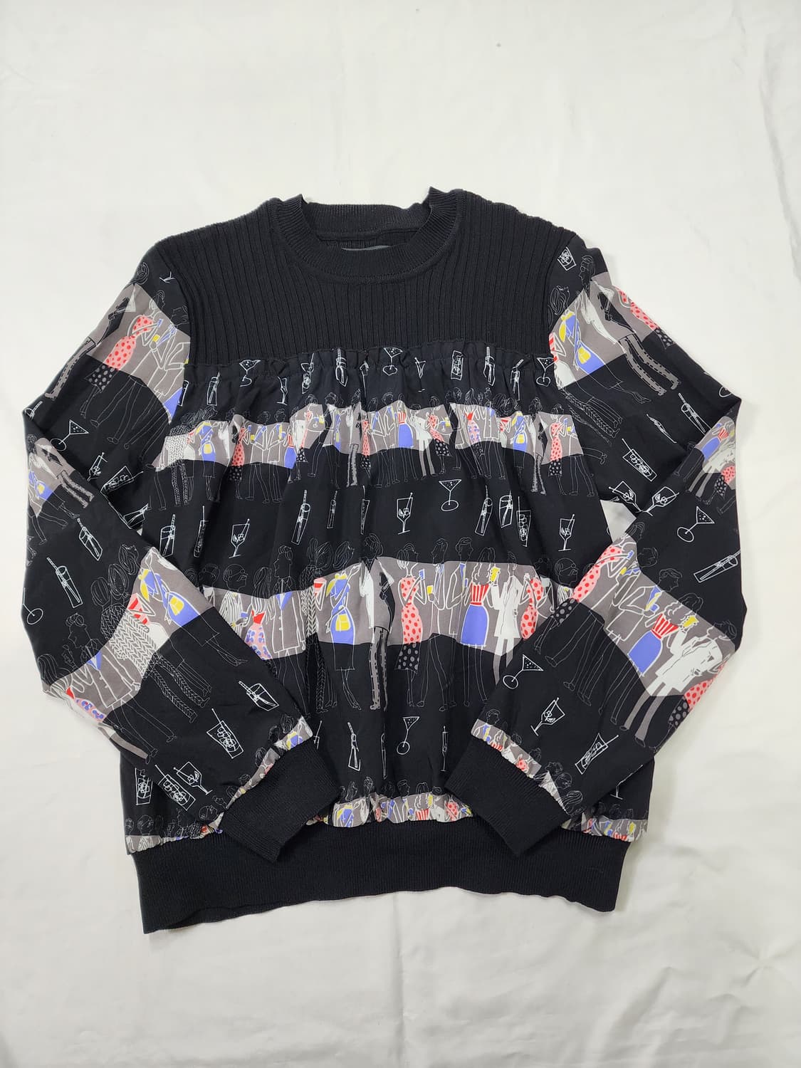 샤틴 패턴 니트 블라우스 상품이미지1