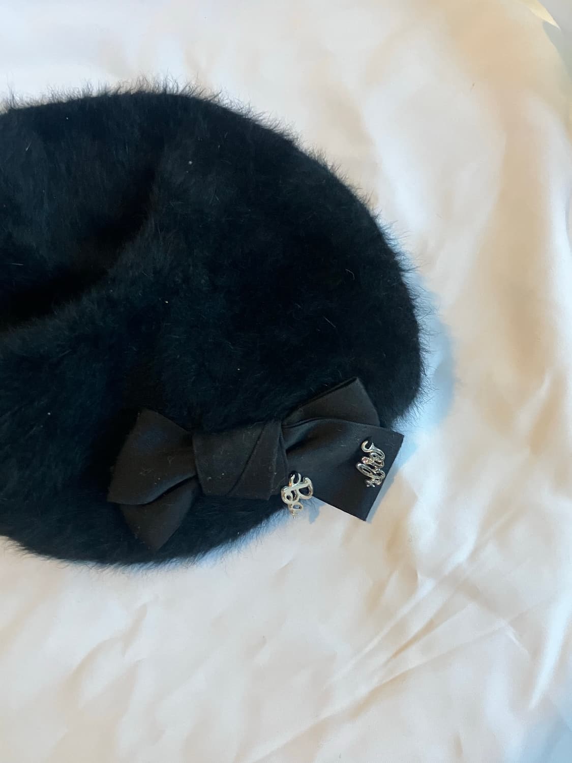 일본빈티지 Barlie 라떼갸루 하구미모리걸 앙고라 리본베레모 상품이미지2