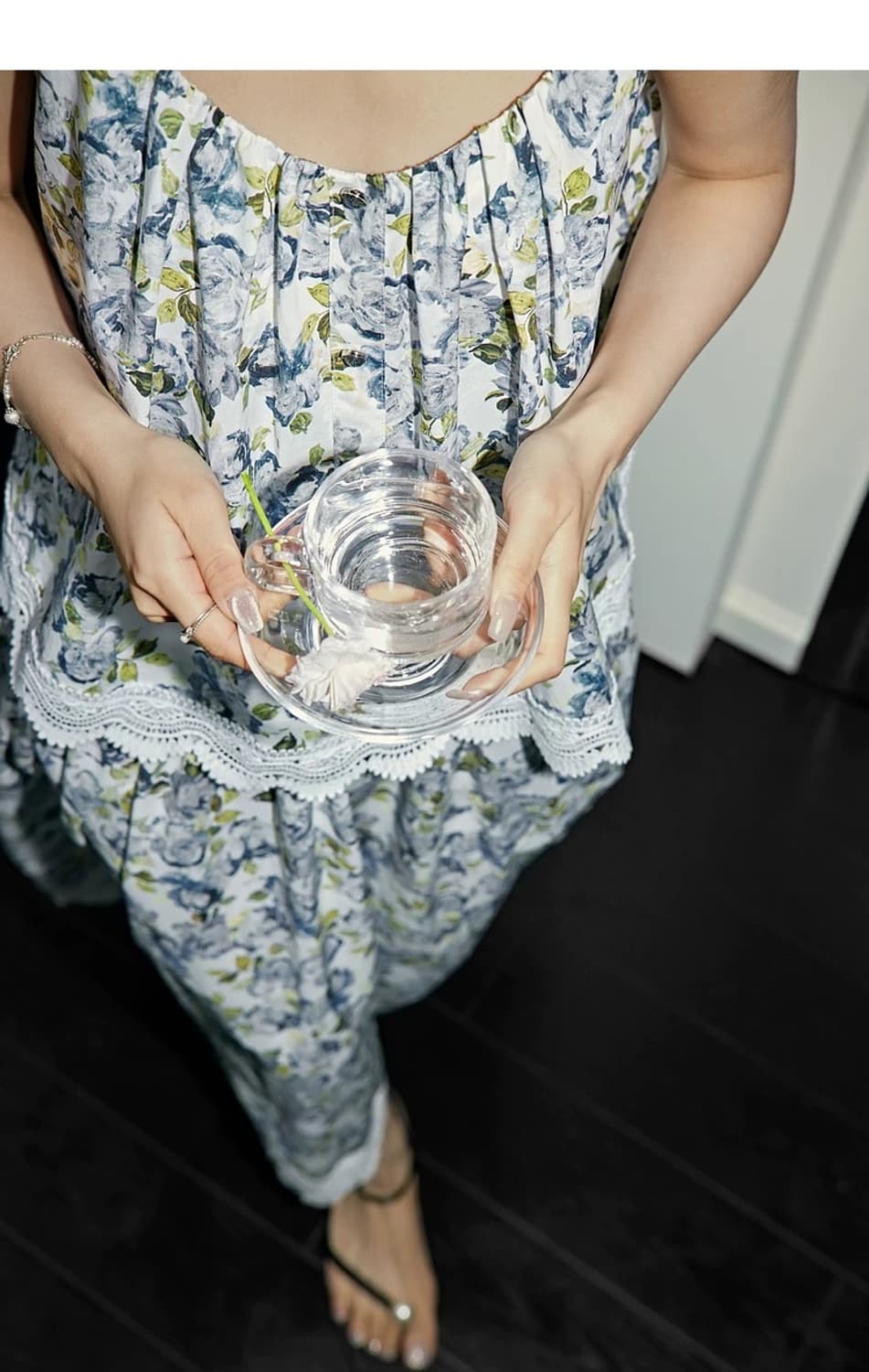 Kuose 플라워 민소매 나시탑 레이스 M 상품이미지4