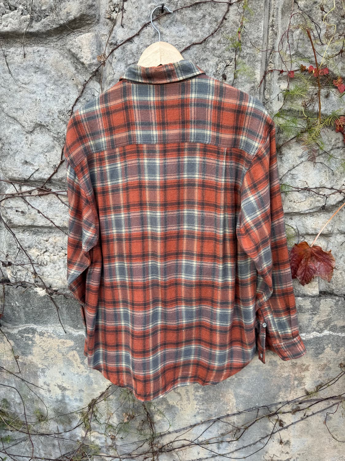 일본 빈티지 체크 플란넬 셔츠 L 상품이미지3