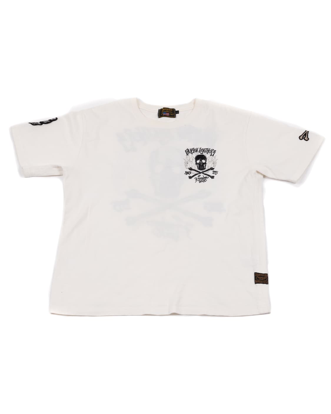 Vanson Leathers 스컬 자수 T-Shirt 상품이미지1