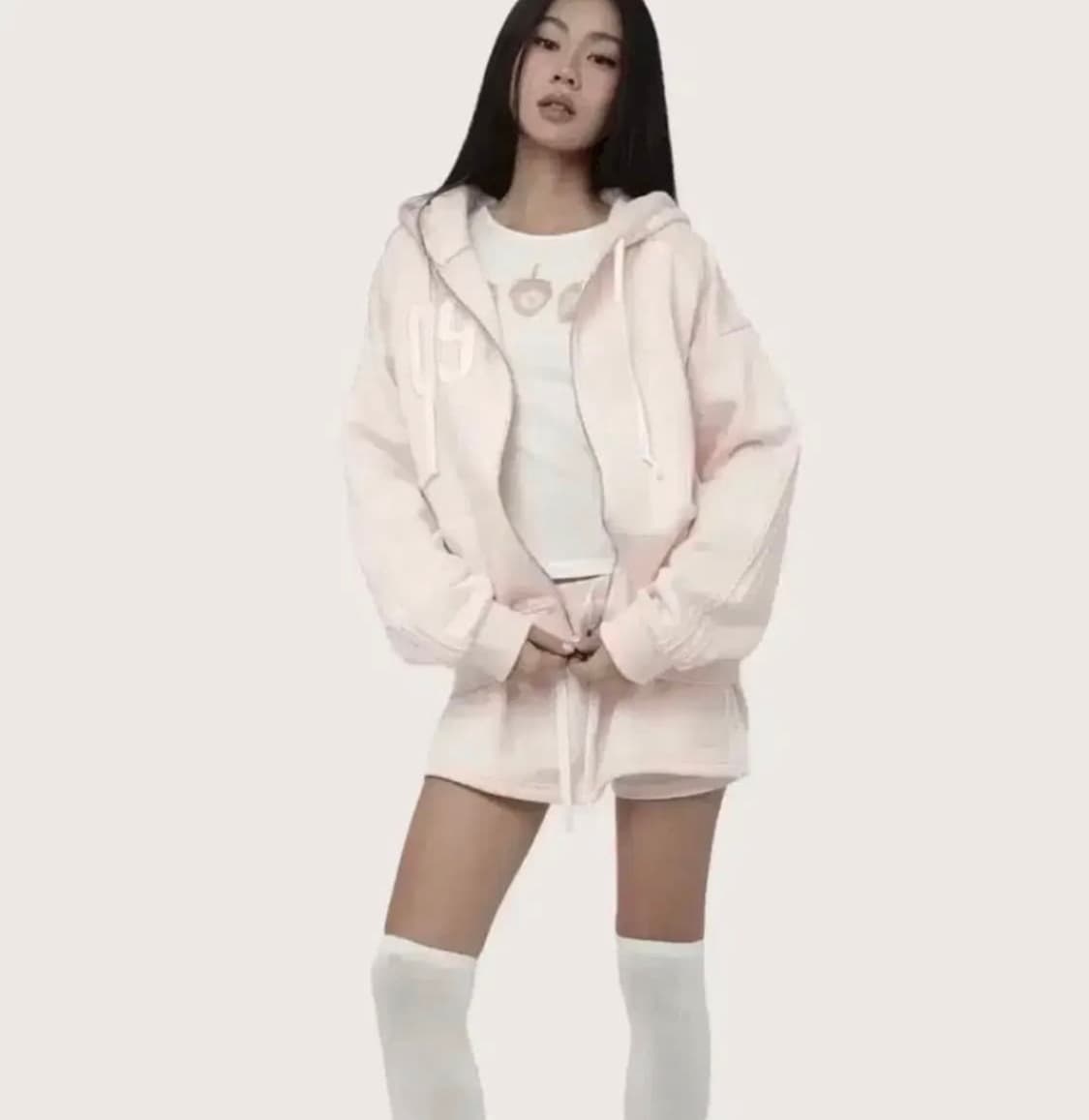 새상품) 클리시어 09 후드집업 핑크 논기모 상품이미지1