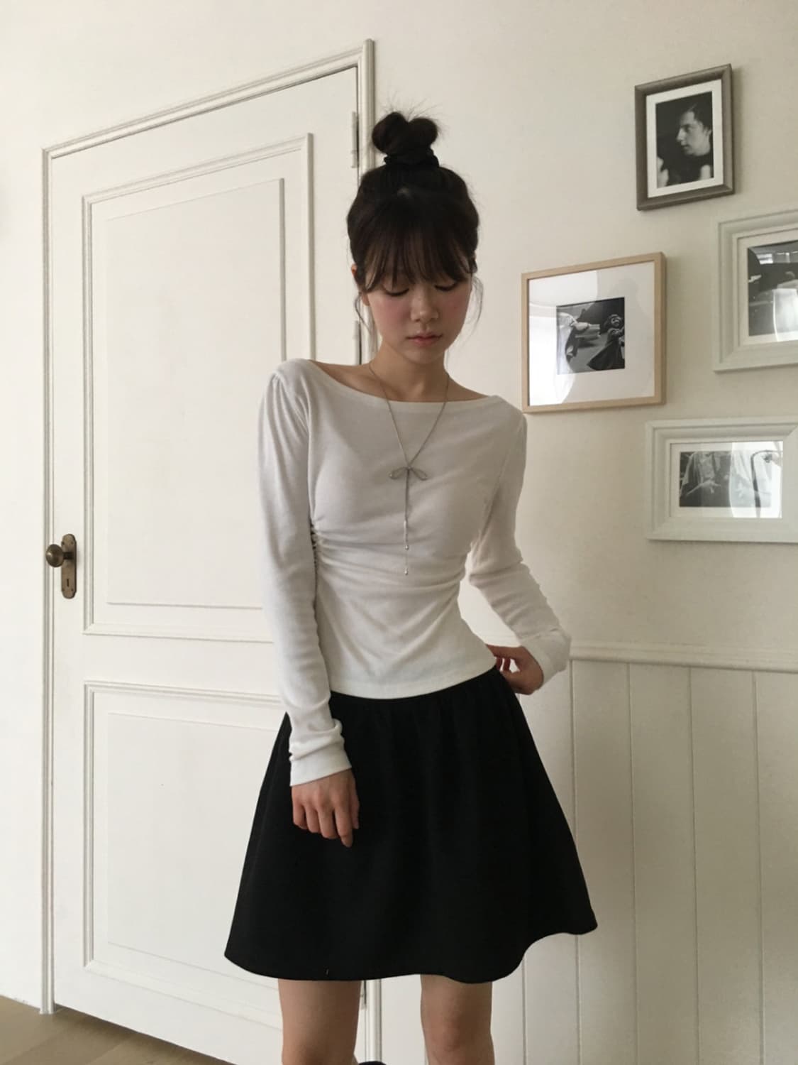 노비야카 셔링 보트넥 티셔츠  상품이미지4