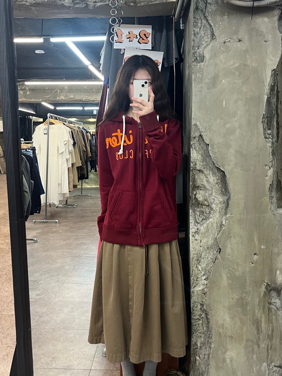 홀리스터 기모 후드집업 버건디 M #csz4172 상품이미지2