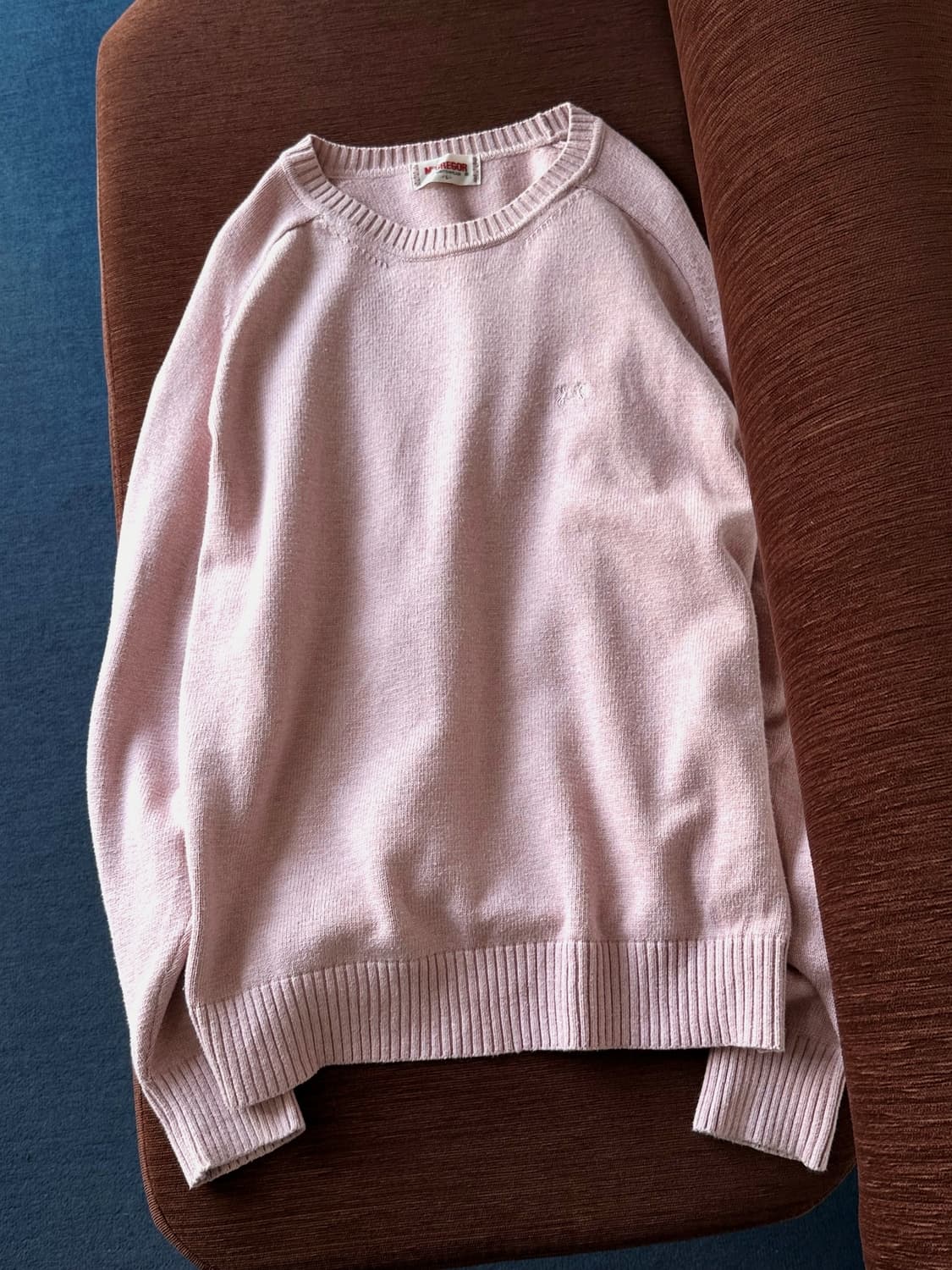 Cotton design stitch crew neck knit P/O 상품이미지2