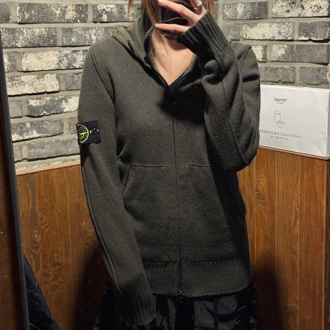 S) 스톤아일랜드 2way 지퍼 울 스웨터 올리브 상품이미지10