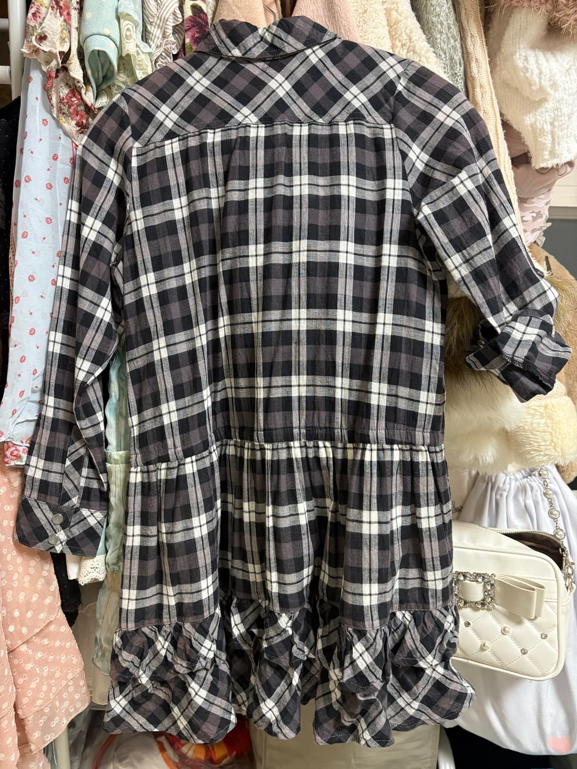 메조피아노 체크 큐빅 프릴 캉캉 원피스 히메갸루로걀 상품이미지2