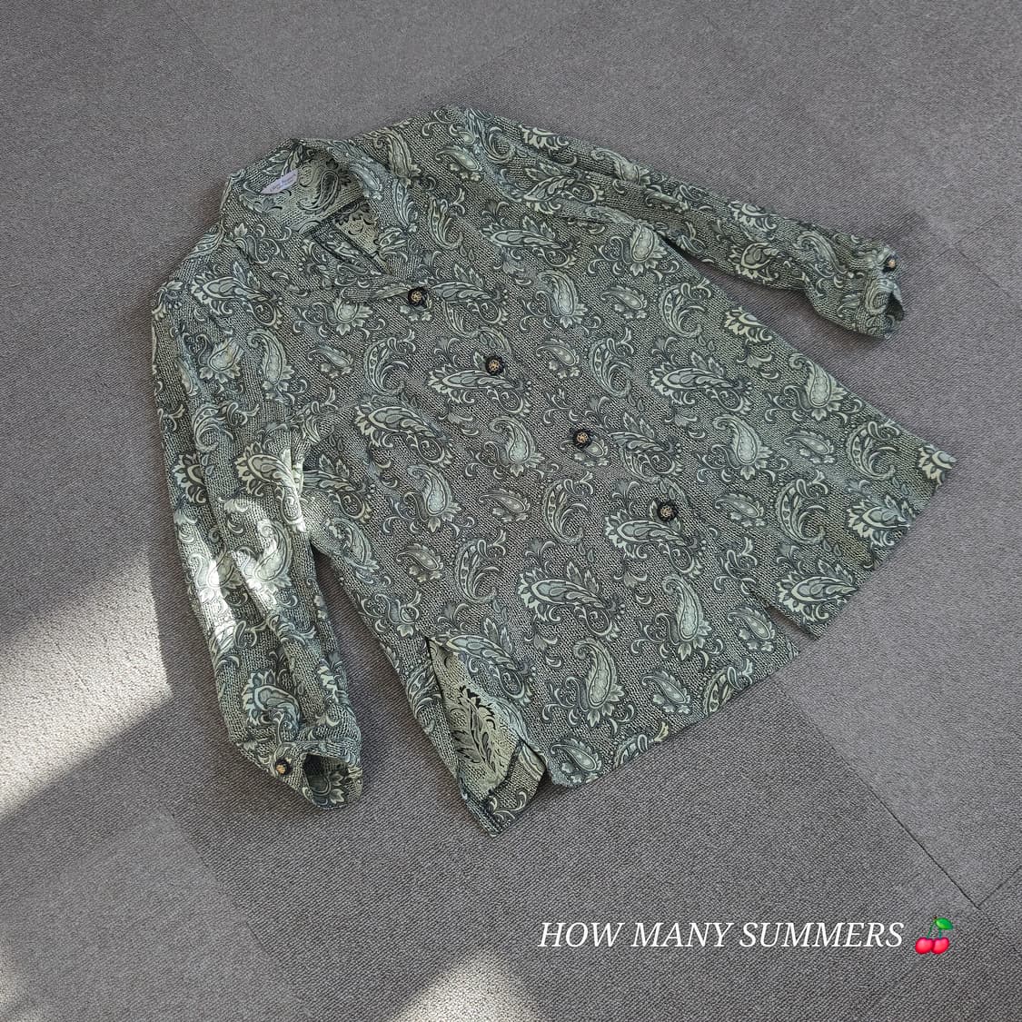 그린 패턴 블라우스 긴팔 vintage 상품이미지2