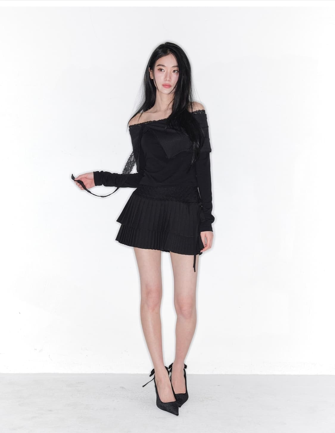 [새상품] 더티스 코디세트 레이어 레이스 랩 스트랩 스커트 상품이미지1