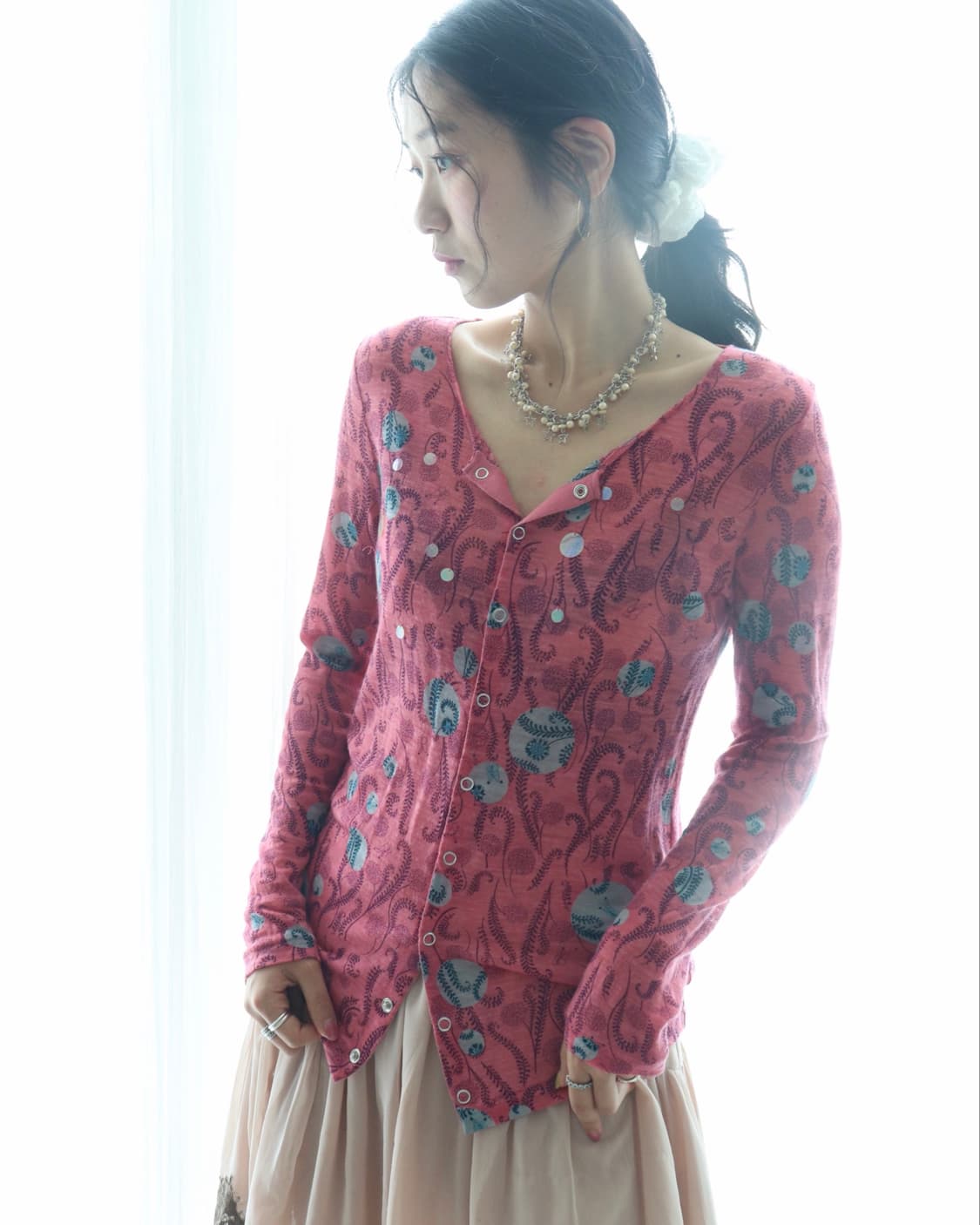 [Sunao Kuwahara] Pink Sequin Cardigan 상품이미지2