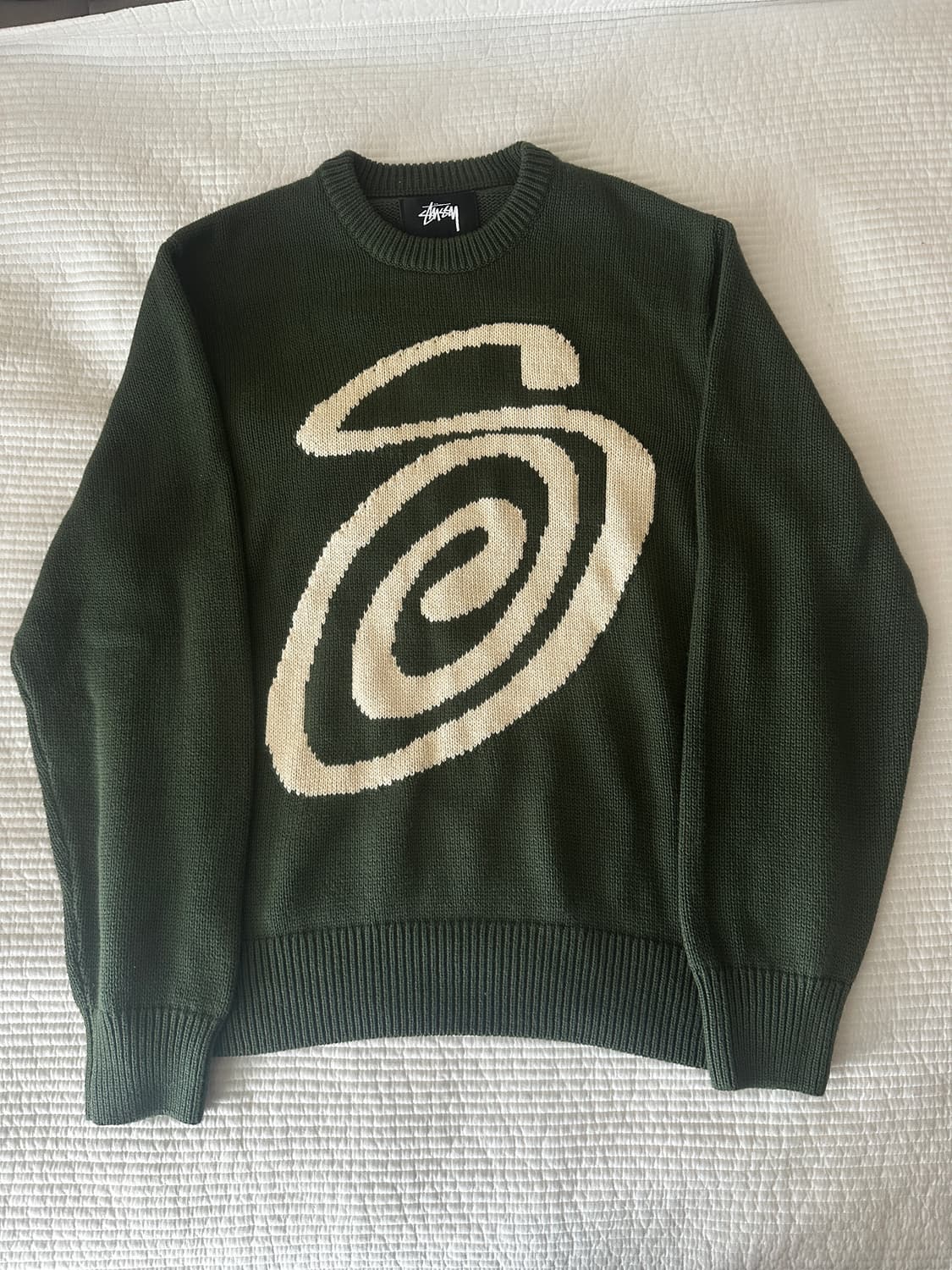 스투시 컬리 S 스웨터 그린 S사이즈 상품이미지1
