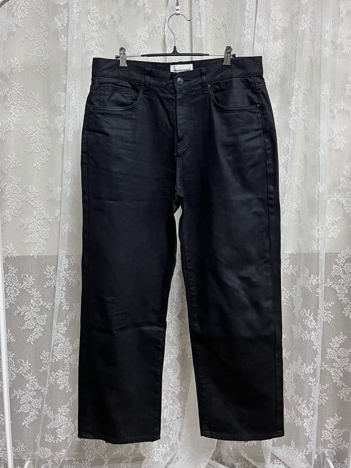 48) 메종미네드 백 지퍼 데님 트라우저 블랙 상품이미지1