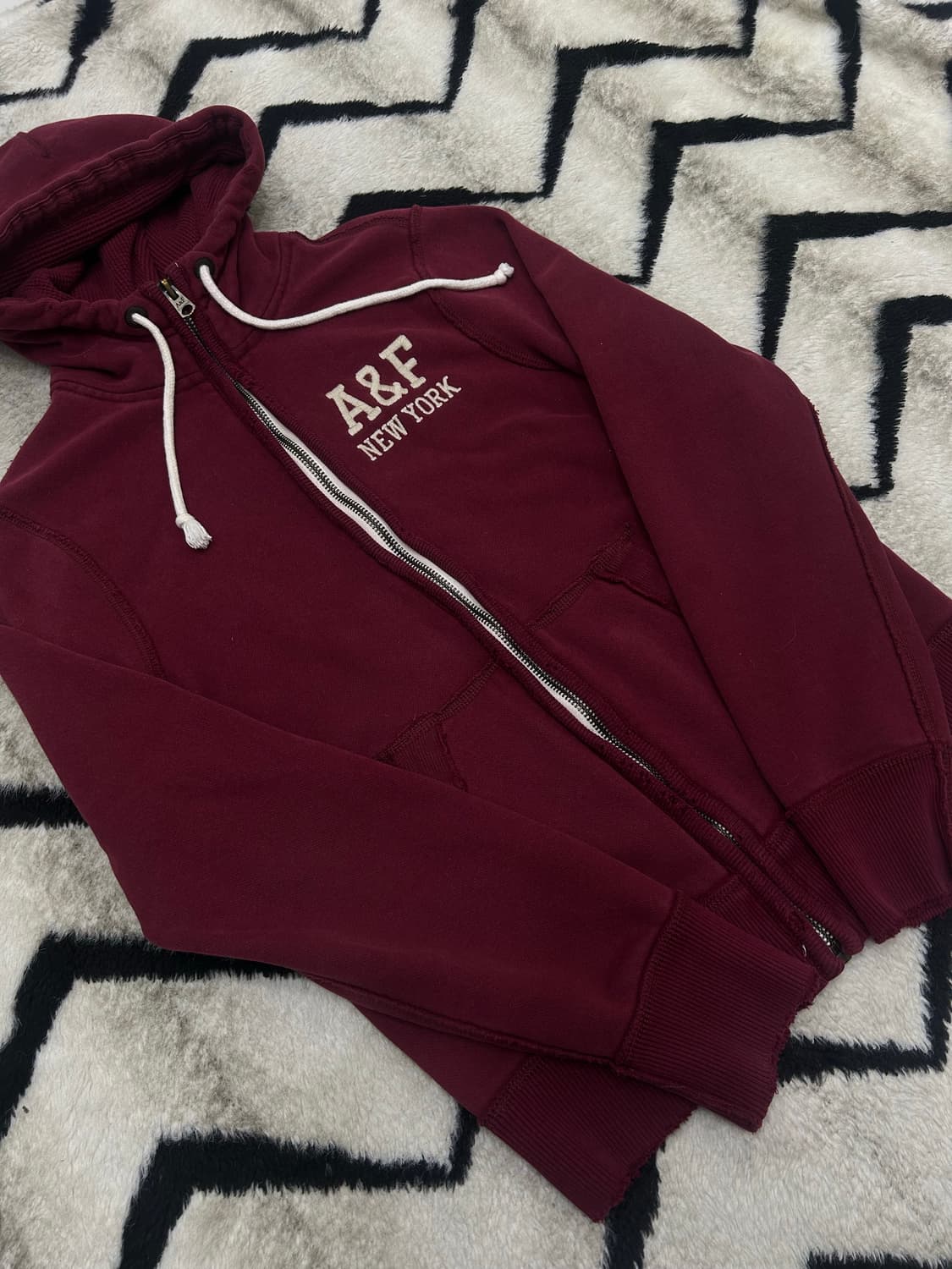 [L]아베크롬비 그런지 후드집업/기모/버건디 상품이미지2