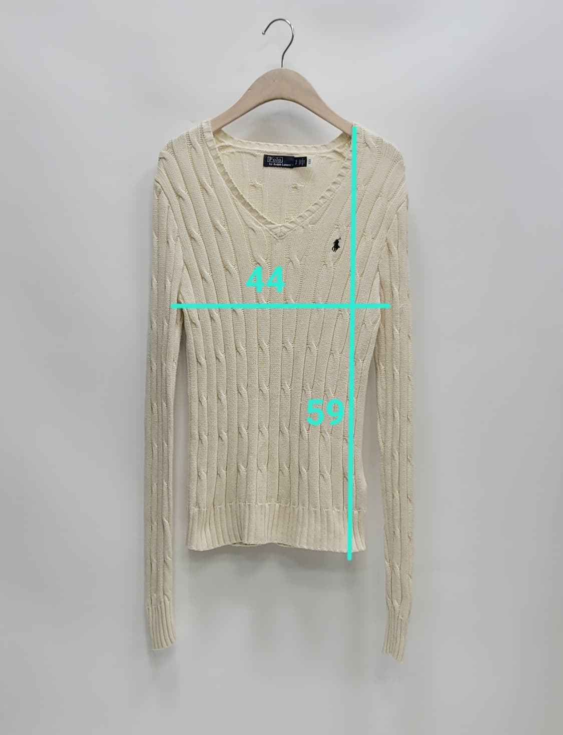POLO 폴로 랄프로렌 브이넥 케이블 니트 스웨트 / 여 S 아이보리
 상품이미지10