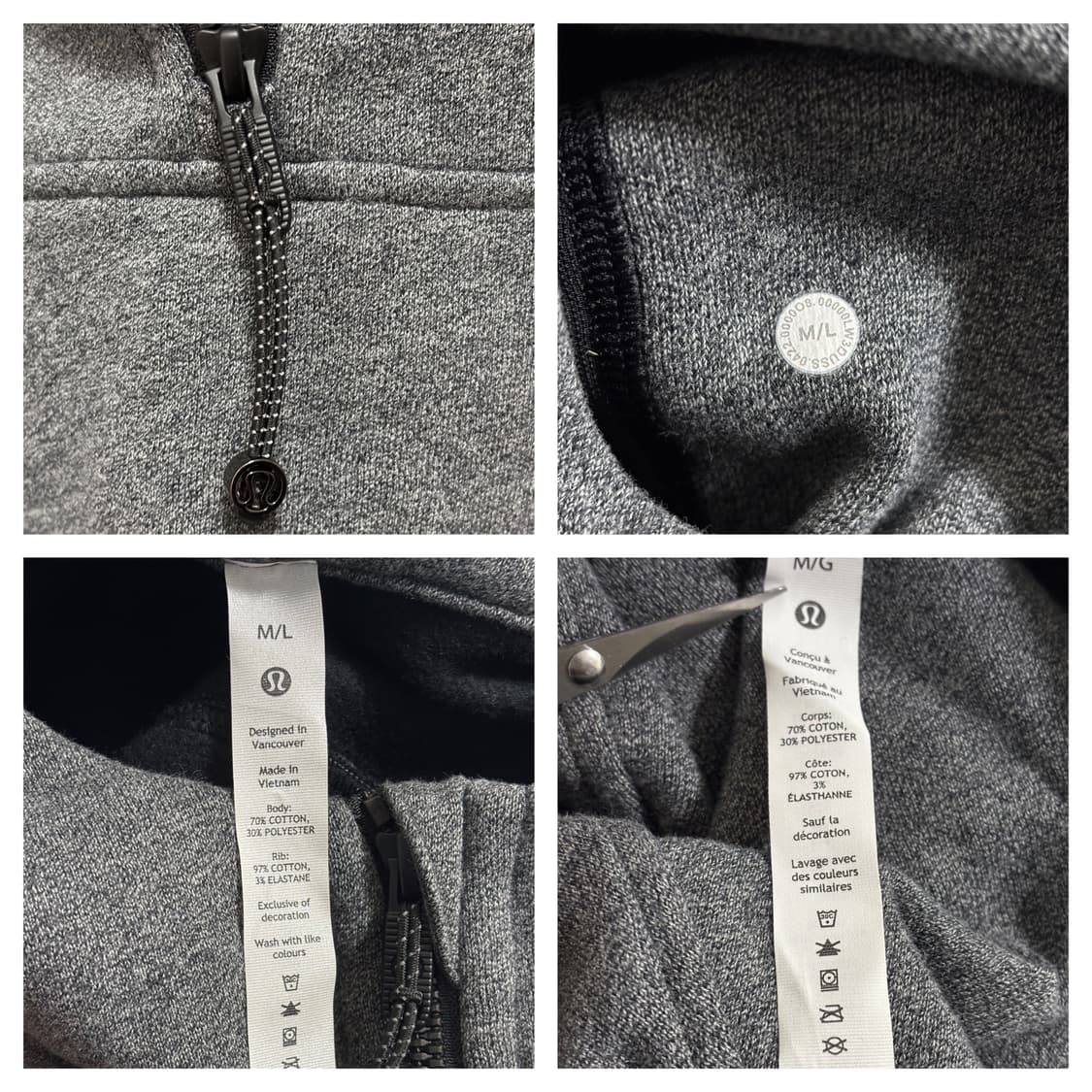 미착용)룰루레몬 스쿠바 오바사이즈드 하프집업 기모후드M~L/그레이 상품이미지7