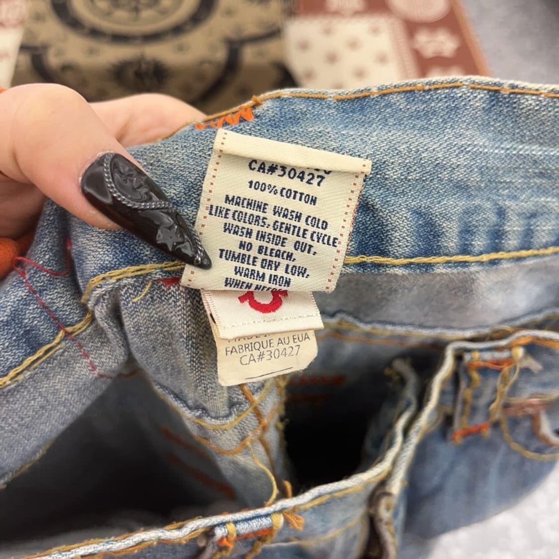 트루릴리전 빌리 슈퍼 티 찢청 컬러 스티치 데님팬츠 32인치 C08627 상품이미지7