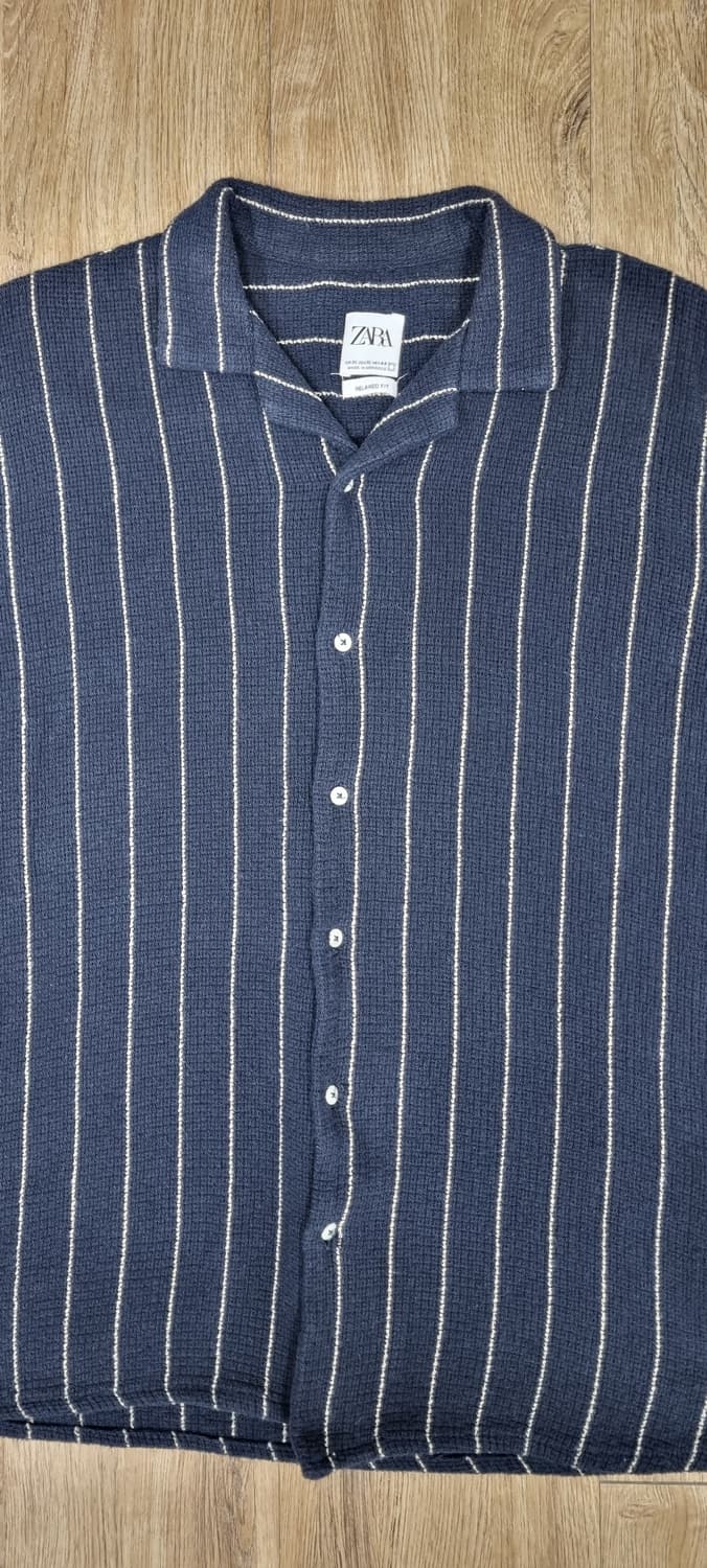 자라 스트라이프 니트 오픈넥 반팔 셔츠 XL _ 남성 상품이미지2